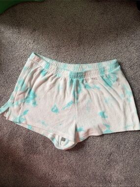 Women's Tie-Dye Lounge Shorts - white & Teal